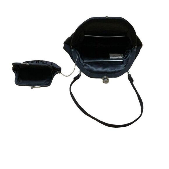 Garay Purse Clutch Inner Attached Coin Purse Black Wrist Hand Strap Snap Closure - Picture 7 of 12